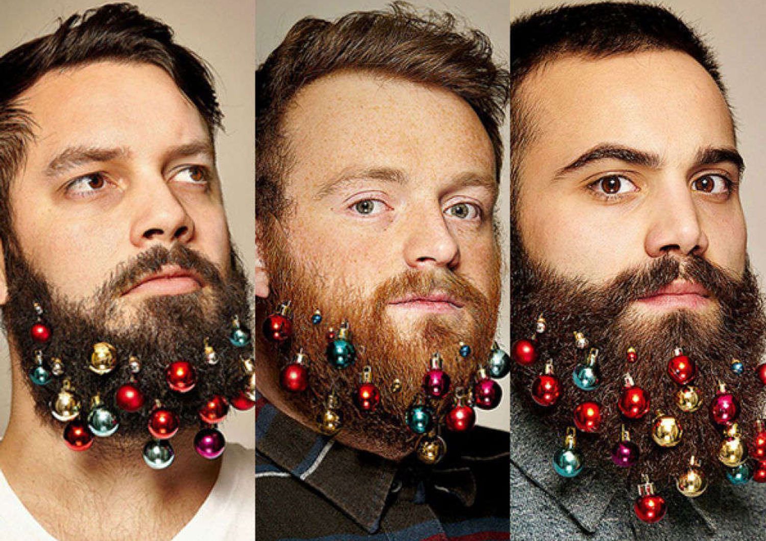 Tra hipster spopola moda palle di Natale attaccate alla barba