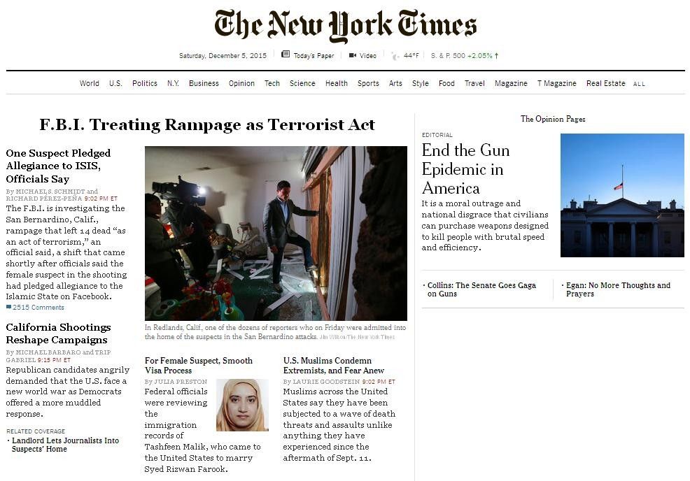 &nbsp;Editoriale NYT armi