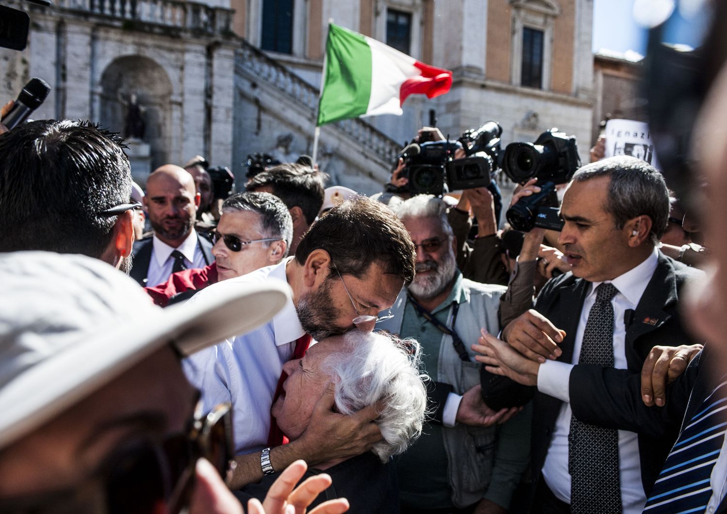 &nbsp;Roma. Manifestazione in piazza del Campidoglio dei sostenitori di Ignazio Marino dopo le sue dimissioni del 10.11.2015