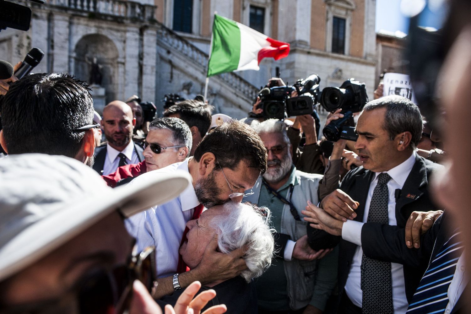 &nbsp;Roma. Manifestazione in piazza del Campidoglio dei sostenitori di Ignazio Marino dopo le sue dimissioni del 10.11.2015