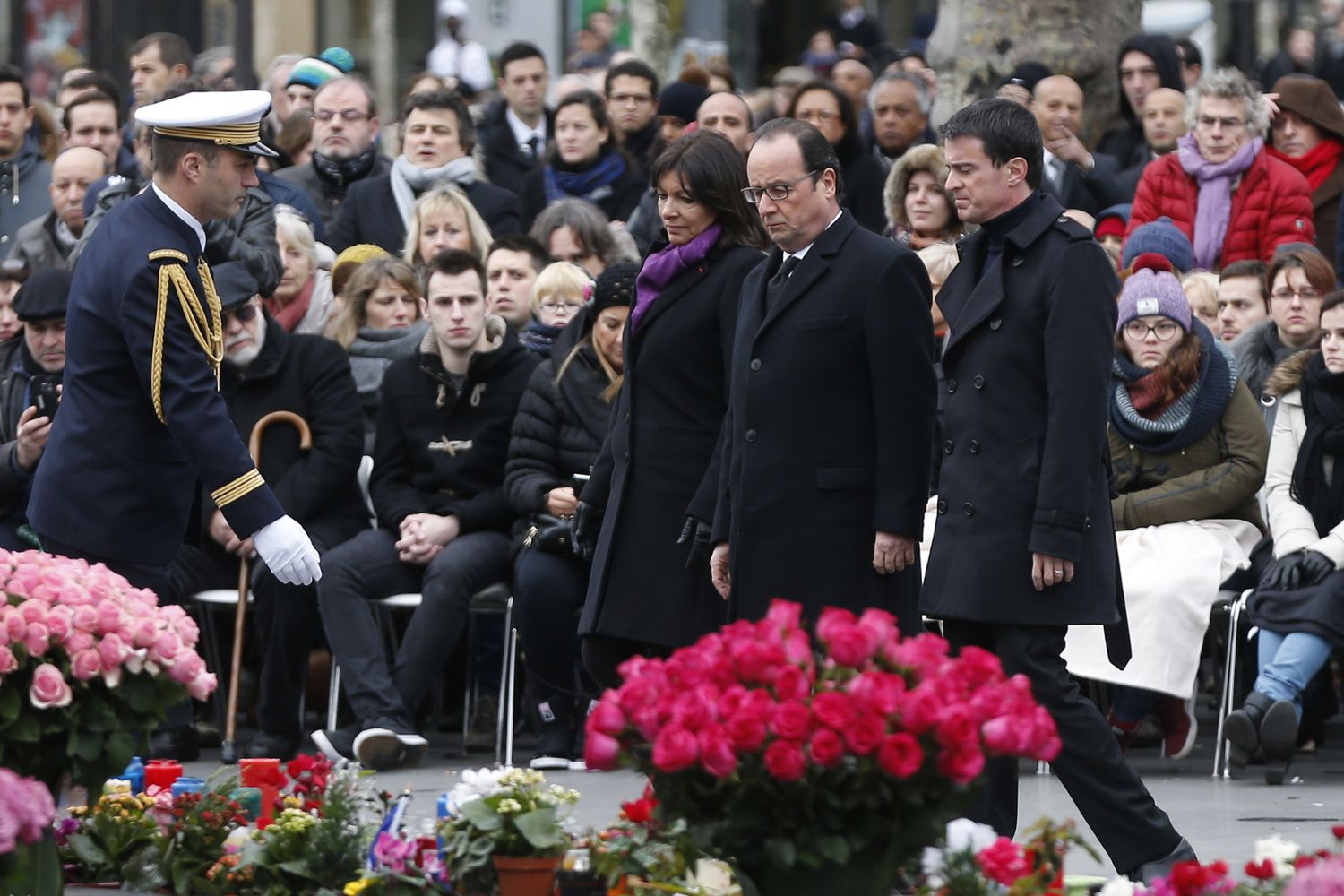 &nbsp;Parigi Hollande commemorazione vittime terrosimo (Afp)