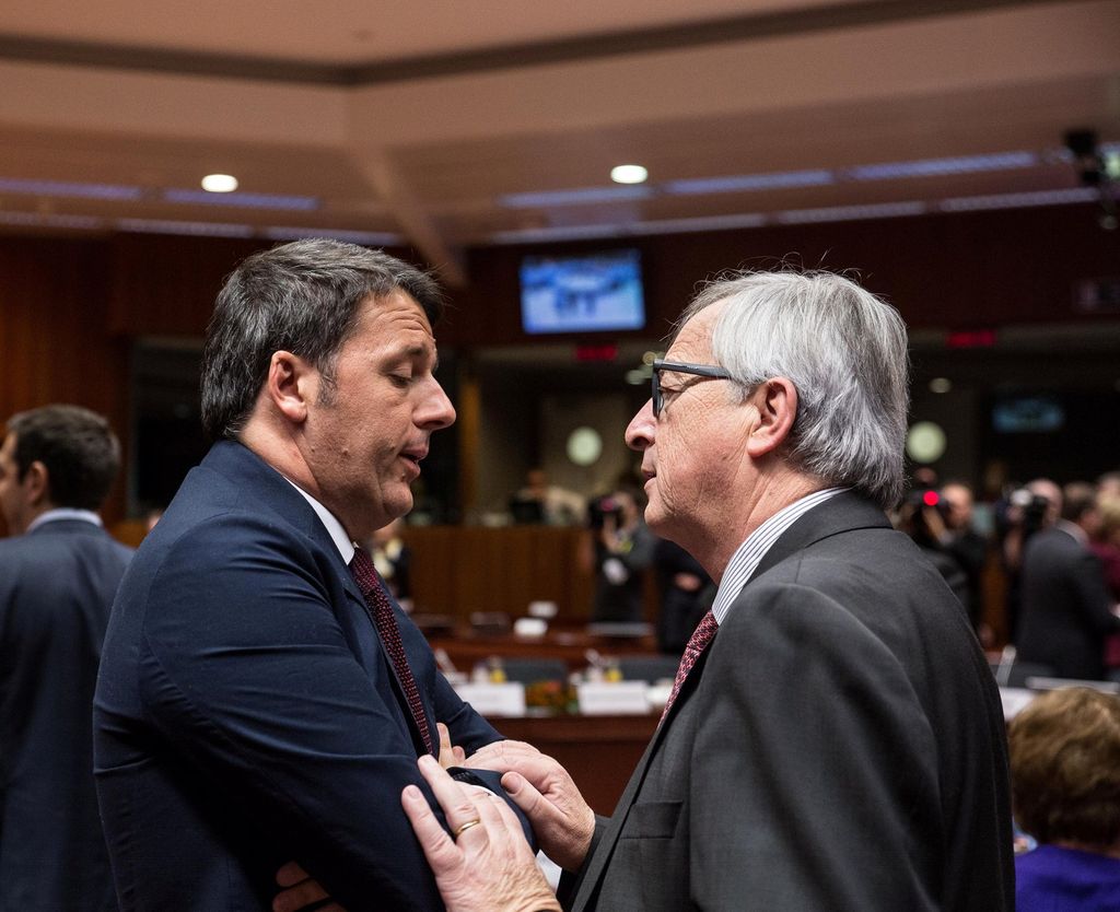 &nbsp;Renzi e Juncker (Afp)