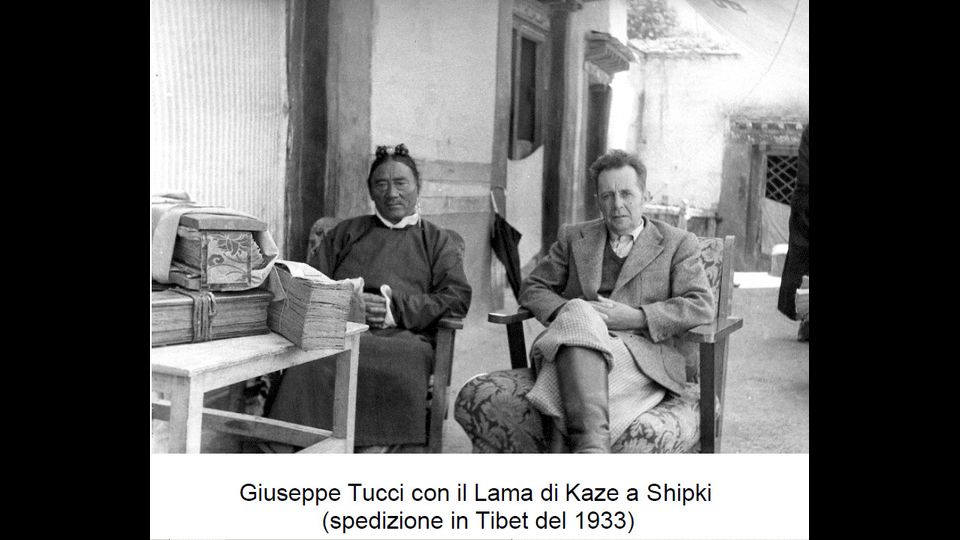 Giuseppe Tucci con il Lama di Kaze e Shipki(Spedizione in Tibet del 1933)