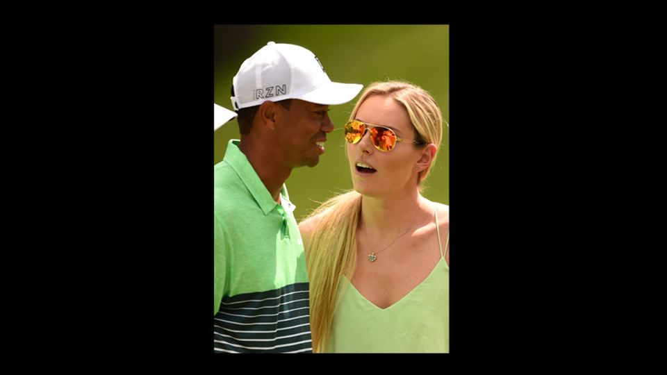 &nbsp;La sciatrice con il fidanzato Tiger Woods - afp