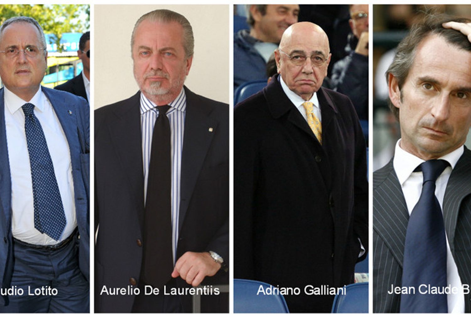 &nbsp;Lotito, De Laurentiis, Galliani, Blanc