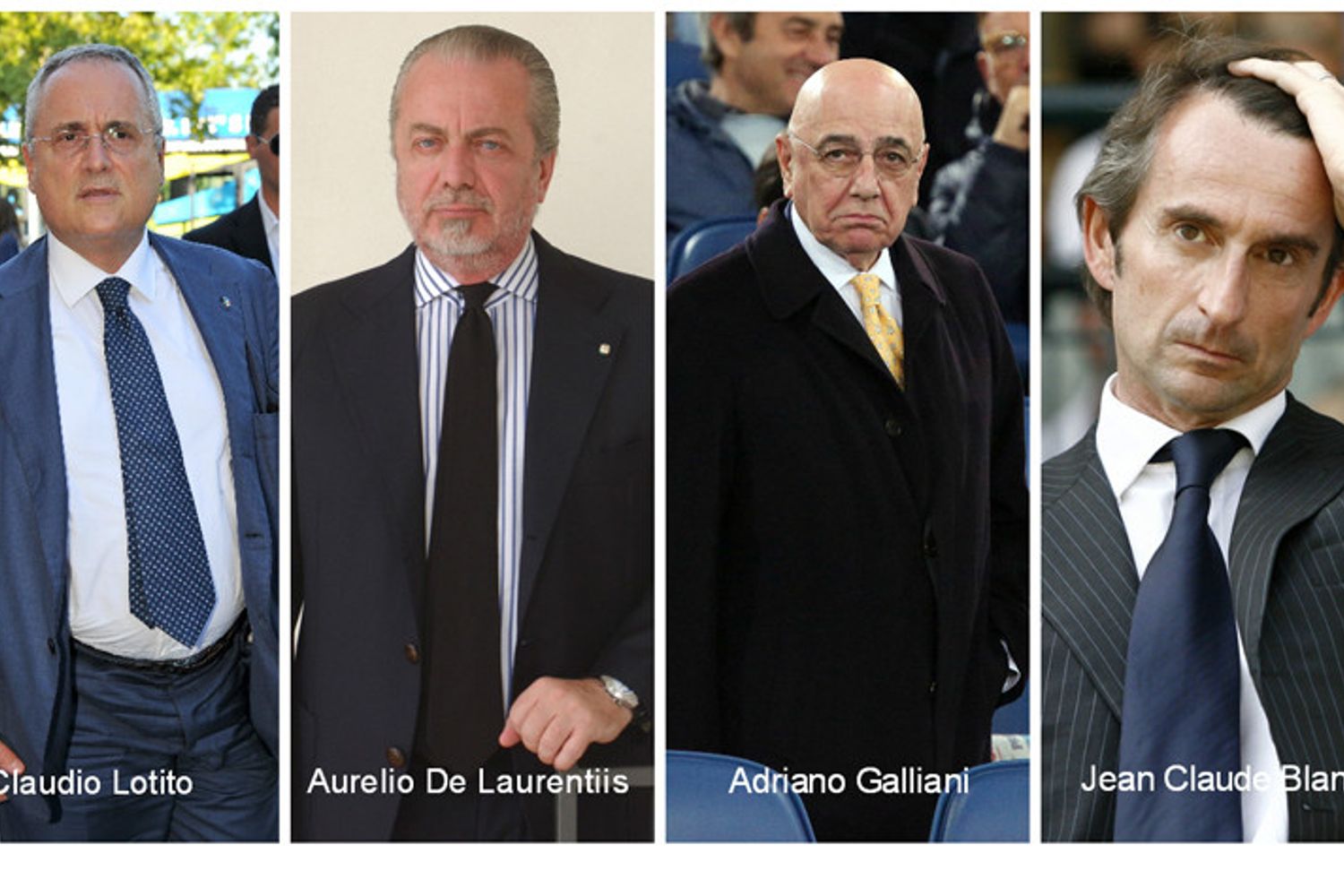 &nbsp;Lotito, De Laurentiis, Galliani, Blanc