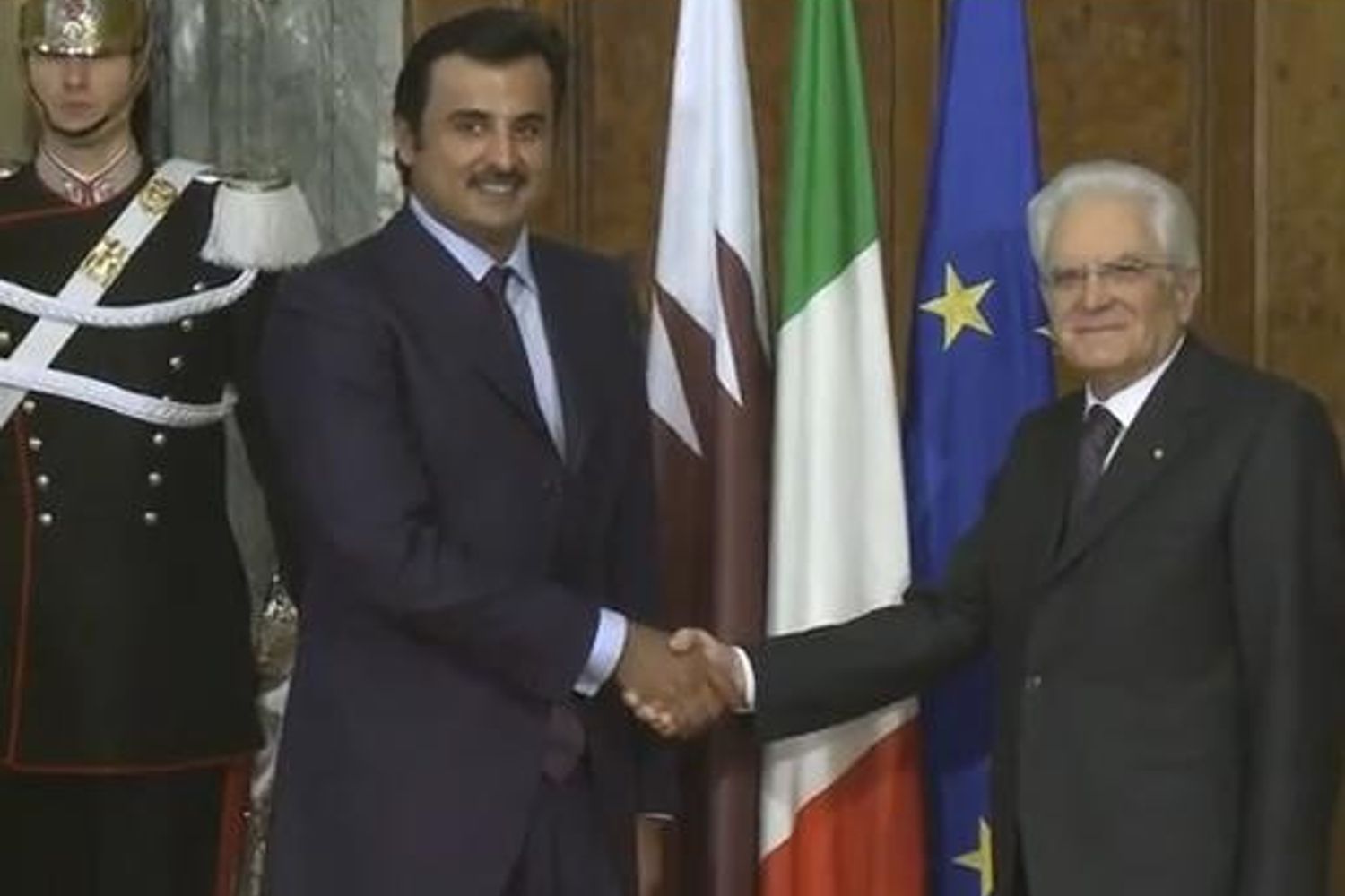 Mattarella e Sheikh Tamin Bin Hamad Al Thani emiro del Qatar