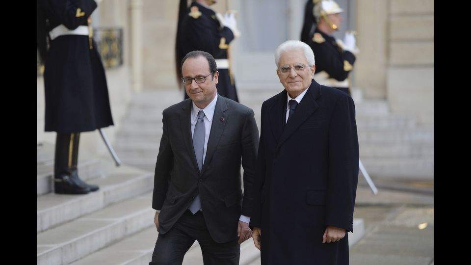 &nbsp;Con Francois Hollande agli Elisei (marzo 2015)