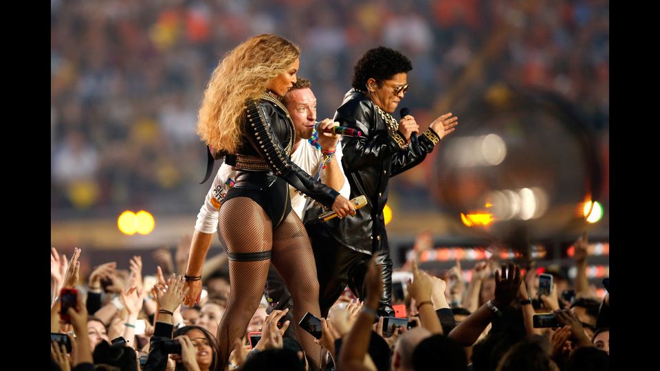 &nbsp;Beyonce, Chris Martin (Coldplay) e Bruno Mars (Afp)