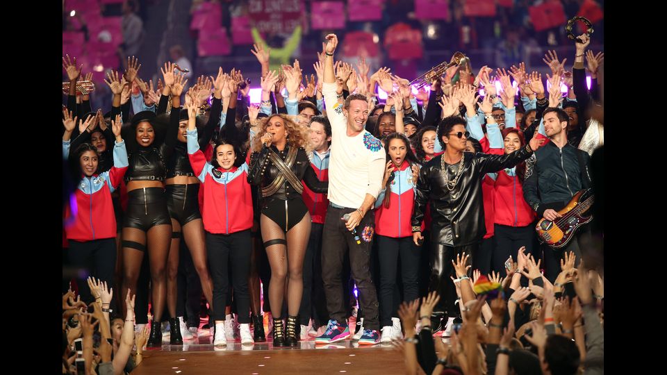 &nbsp;Beyonce, Chris Martin (Coldplay) e Bruno Mars (Afp)