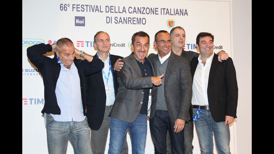 Sanremo 2016 - Gialappas Band, Nicola Savino, Carlo Conti e Max Giusti (ravaglifoto)
