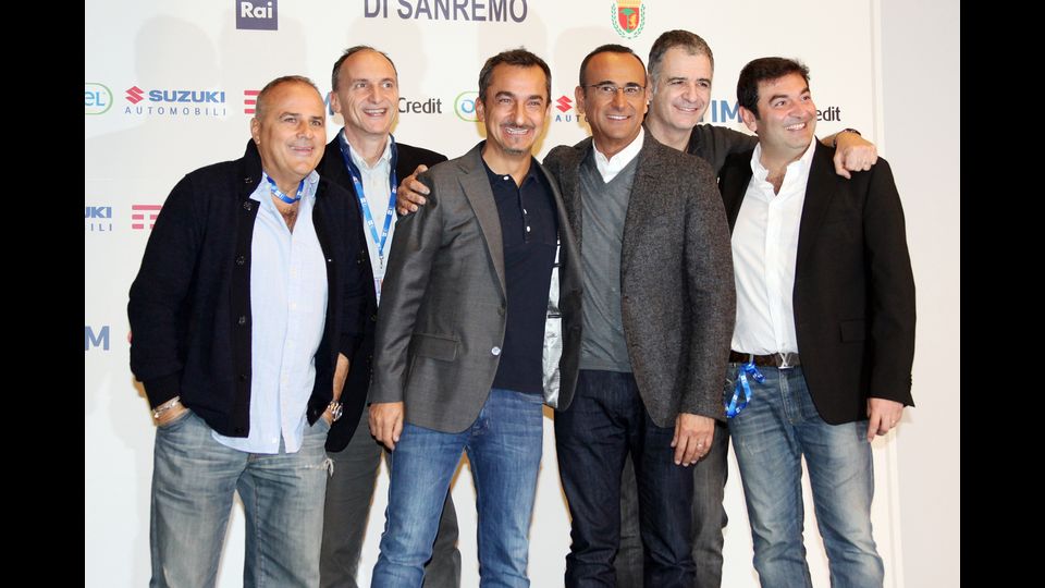 Sanremo 2016 - Gialappas Band, Nicola Savino, Carlo Conti e Max Giusti (ravaglifoto)