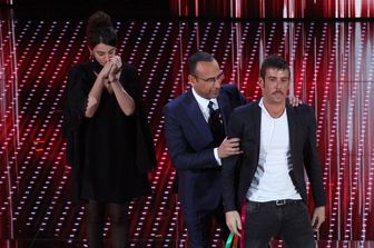 Miele, Carlo Conti e Francesco Gabbani (Ravagli)&nbsp;