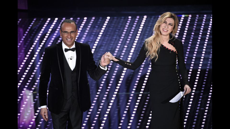 Carlo Conti e Virginia Raffaele, &nbsp;66&deg; Festival della Canzone Italiana, finale&nbsp;(Agf)