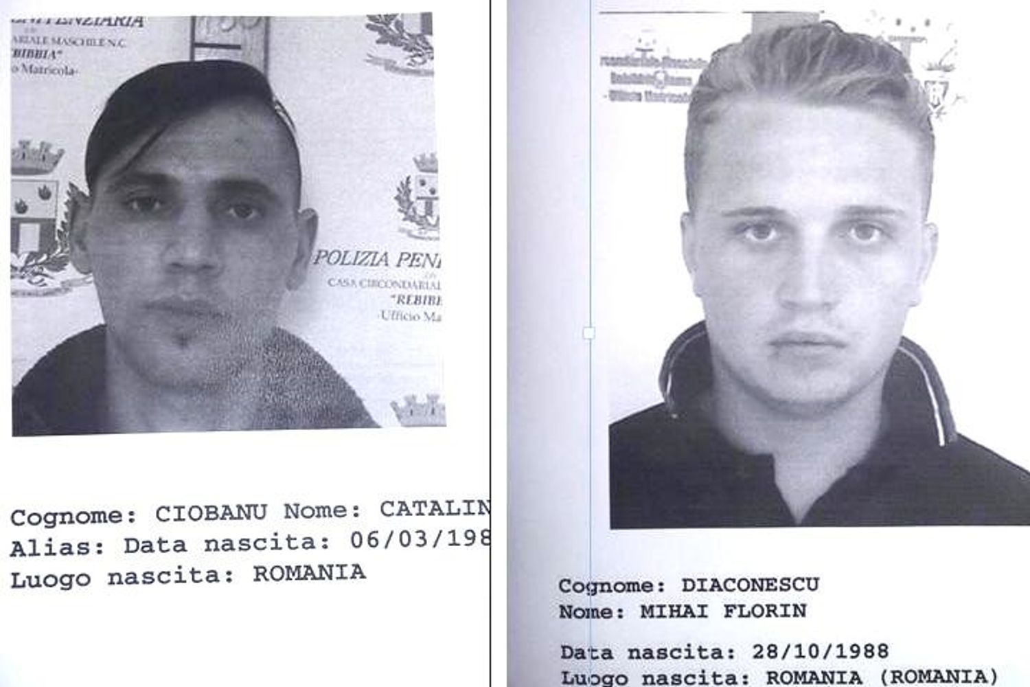 &nbsp;Catalin Ciobanu &nbsp;Mihai Florin Diaconescu minorrani evasi da Rebibbia