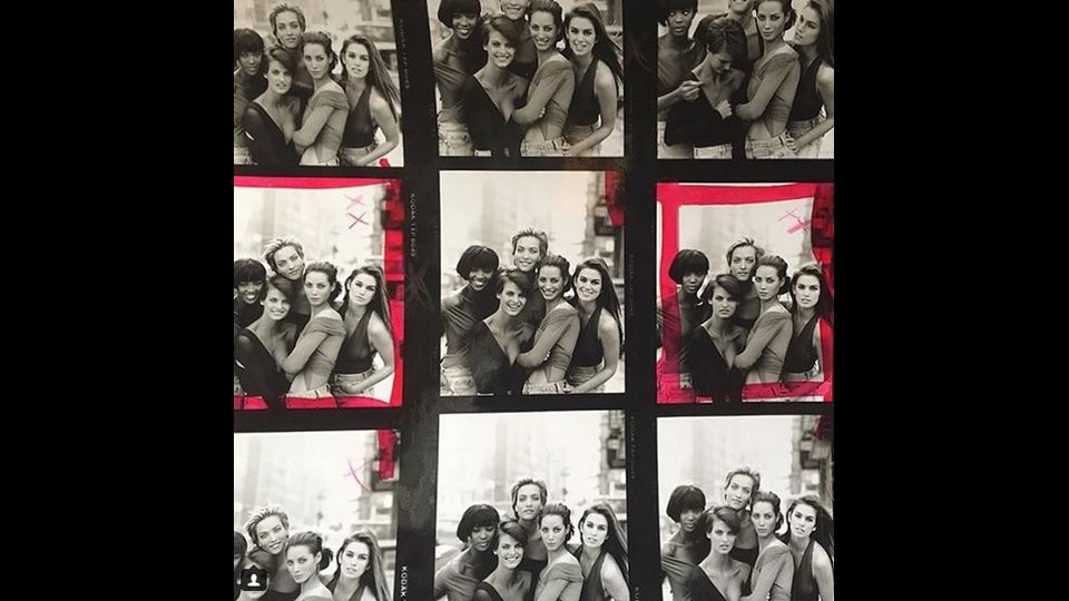 Cindy Crawford in una sequenza di foto con Naomi Campbell, Linda Evangelista e Christie Turlington (Instagram)&nbsp;