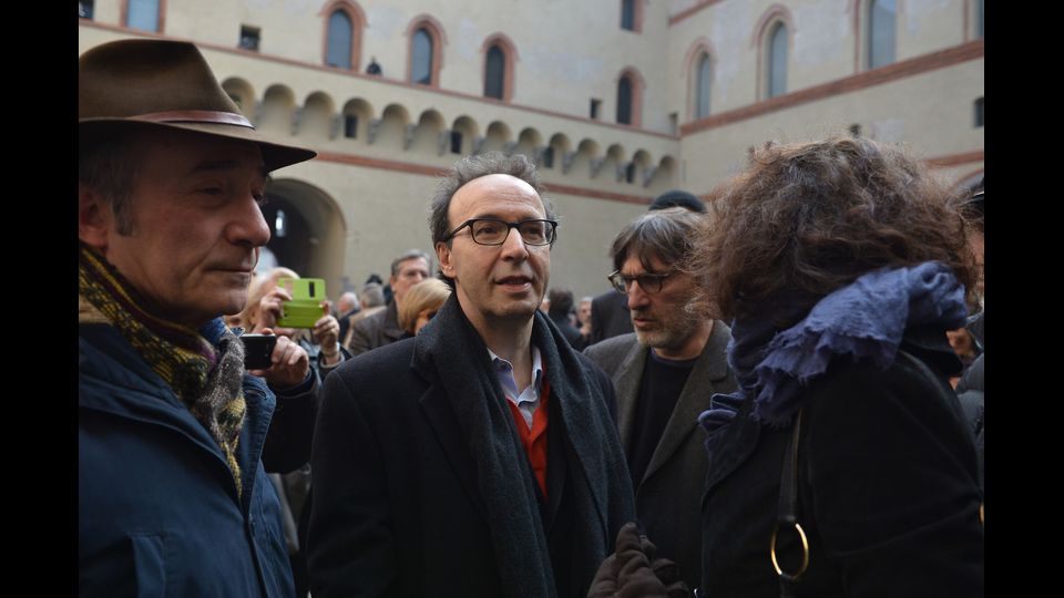 &nbsp;Roberto Benigni rende omaggio a Umberto Eco (Afp)