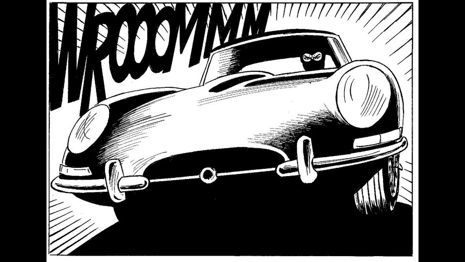 Jaguar E-Type spyder 1963 - apparsa in fumetti (Diabolik e Eva Kant), film (Austin Powers, The Avangers, Cars 2) e video musicali (Foo Fighters-Long road to ruin), Tiromancino (Amore Impossibile). Valore di vendita fino a &euro;170.000