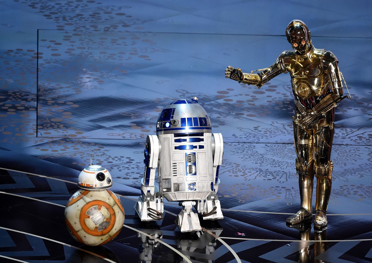 I personaggi di Star Wars sul palco degli Oscar 2016 (Afp)&nbsp;