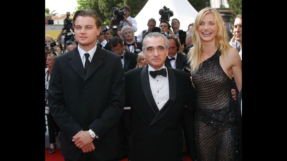 Leonardo DiCaprio con Martin Scorzese e Cameron Diaz per Gangs of New York, 2002 (Afp)&nbsp;