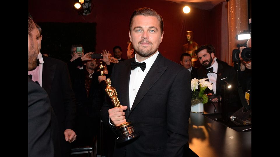 &nbsp;Leonardo DiCaprio vincitore del miglior attore per 'The Revenant', 2015 (Afp)