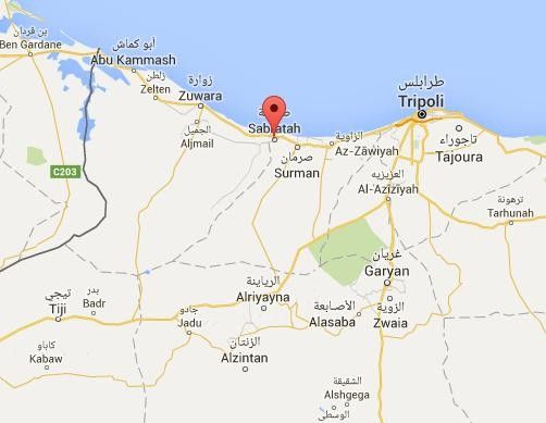 &nbsp;Libia cartina zona Sabrata