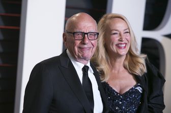 &nbsp; Rupert Murdoch e Jerry Hall&nbsp;(foto Afp)&nbsp;