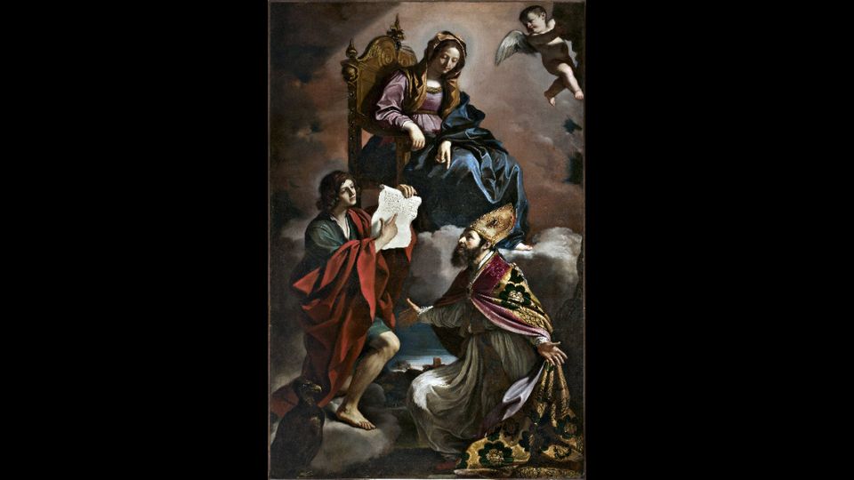MADONNA CON I SANTI GIOVANNI EVANGELISTA E GREGORIO TAUMATURGO -&nbsp;Giovanni Francesco Barbieri detto il &ldquo;Guercino&rdquo;Chiesa San Vincenzo &ndash; Modena &ndash; agosto 2014La mancanza di un sistema d&rsquo;allarme aiuta quello che qualcuno definisce subito il &ldquo;colpo del secolo&rdquo; ma non e&rsquo; facile portarsi via indisturbati una tela di 293 centimetri per 184 in una chiesa in pieno centro, a pochi passi dal tribunale. I ladri, per riuscirci, si sono nascosti all&rsquo;interno del pulpito, o forse sono entrati la notte: e&rsquo; il parroco, la mattina dopo, ad accorgersene.