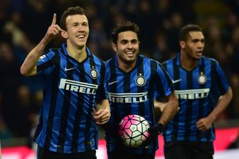 Ivan Perisic festeggia dopo aver segnato un gol in Inter-Bologna (Afp)&nbsp;