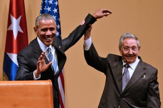 Obama - Castro (Afp)&nbsp;