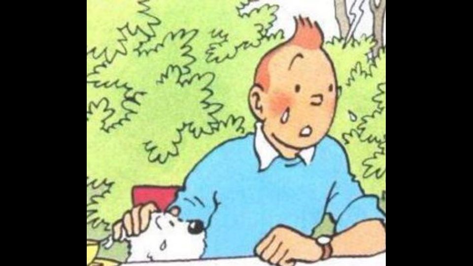 &nbsp;Bruxelles, la solidariet&agrave; corre su Twitter. E' virale la foto di Tintin in lacrime (foto da Twitter)