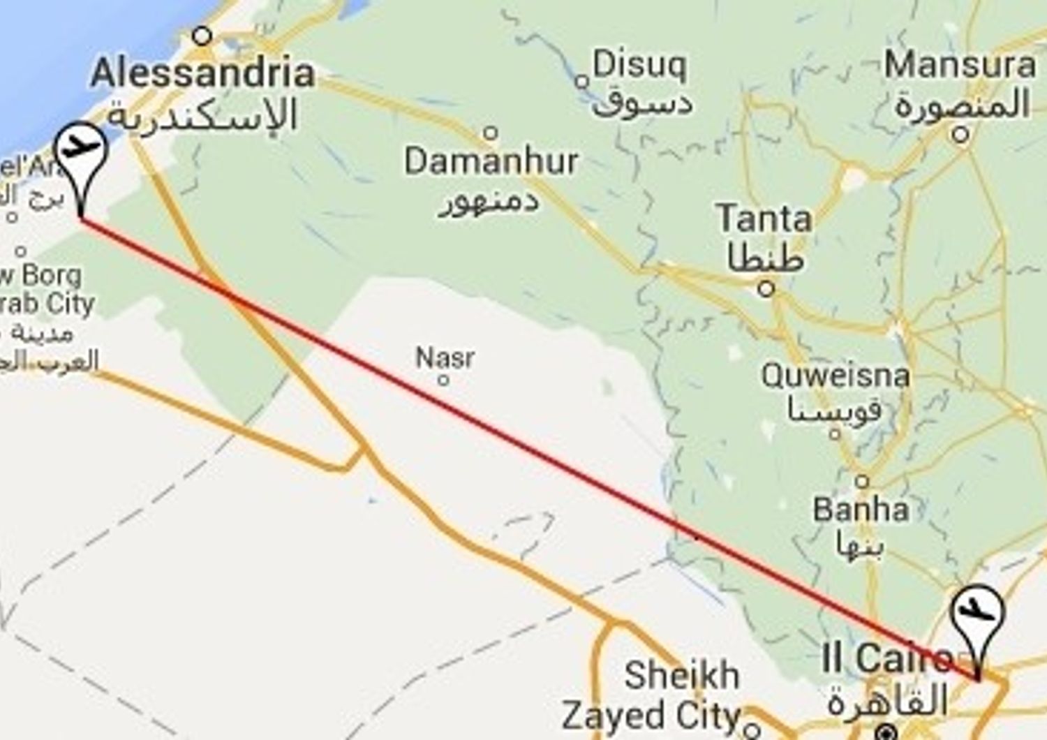 mappa aereo dirottato Cairo&nbsp;