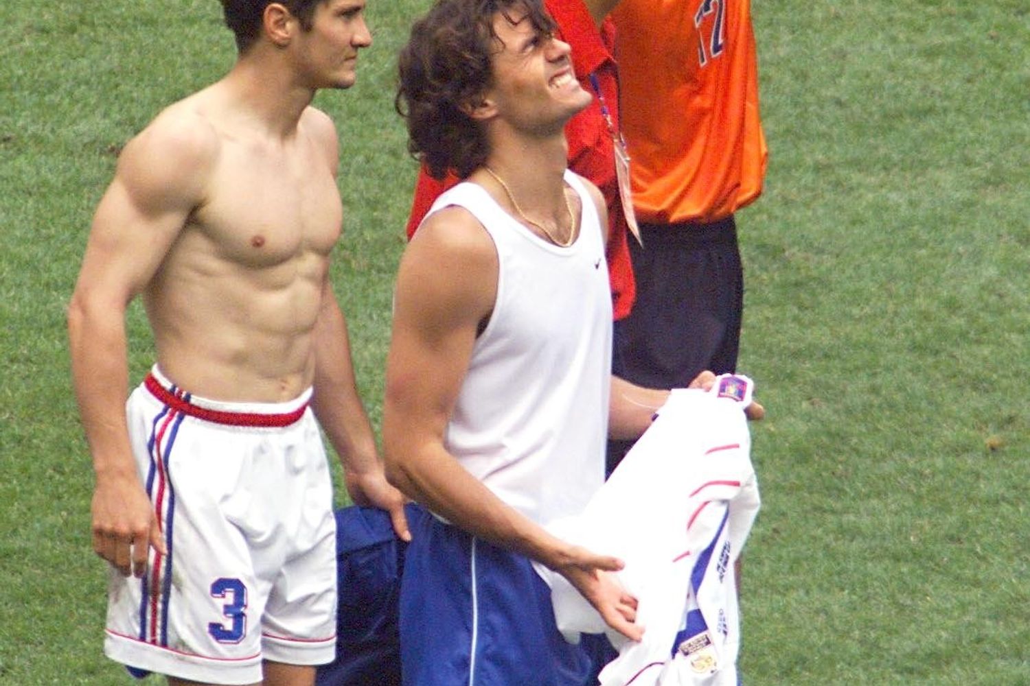 Cesare Maldini  con il figlio Paolo, Pagliuca e Lizarazu (afp)&nbsp;