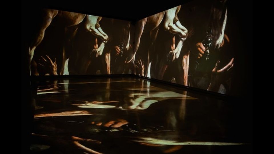 Caravaggio Experience: la video installazione al Palazzo delle Esposizioni di Roma &nbsp;fino al 3 luglio (Elaborazione grafica: The Fake Factory. Immagine Foto Scala Firenze)