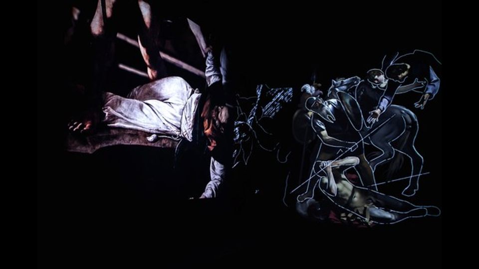 Caravaggio Experience: la video installazione al Palazzo delle Esposizioni di Roma &nbsp;fino al 3 luglio (Elaborazione grafica: The Fake Factory. Immagine Foto Scala Firenze)