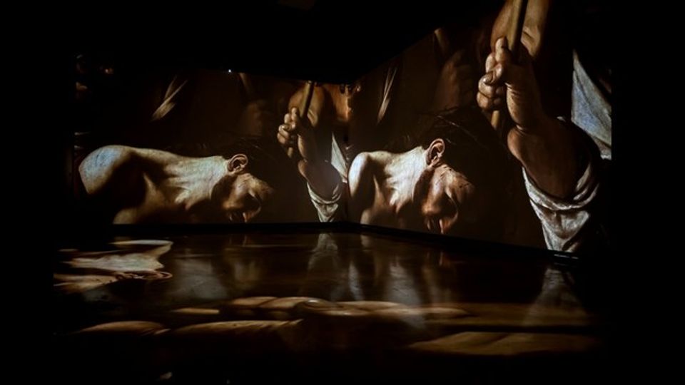 Caravaggio Experience: la video installazione al Palazzo delle Esposizioni di Roma &nbsp;fino al 3 luglio (Elaborazione grafica: The Fake Factory. Immagine Foto Scala Firenze)