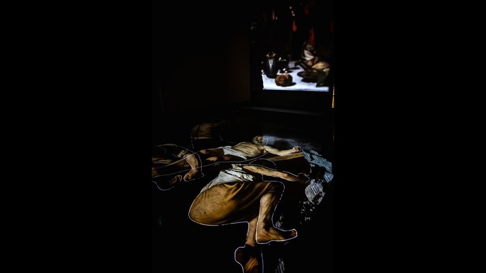 Caravaggio Experience: la video installazione al Palazzo delle Esposizioni di Roma &nbsp;fino al 3 luglio (Elaborazione grafica: The Fake Factory. Immagine Foto Scala Firenze)