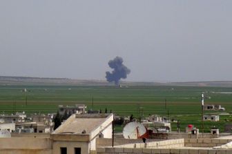 Aereo appartenente al crollo regime di Assad dopo che &egrave; stato abbattuto ad Aleppo, Siria - 5 aprile &nbsp;