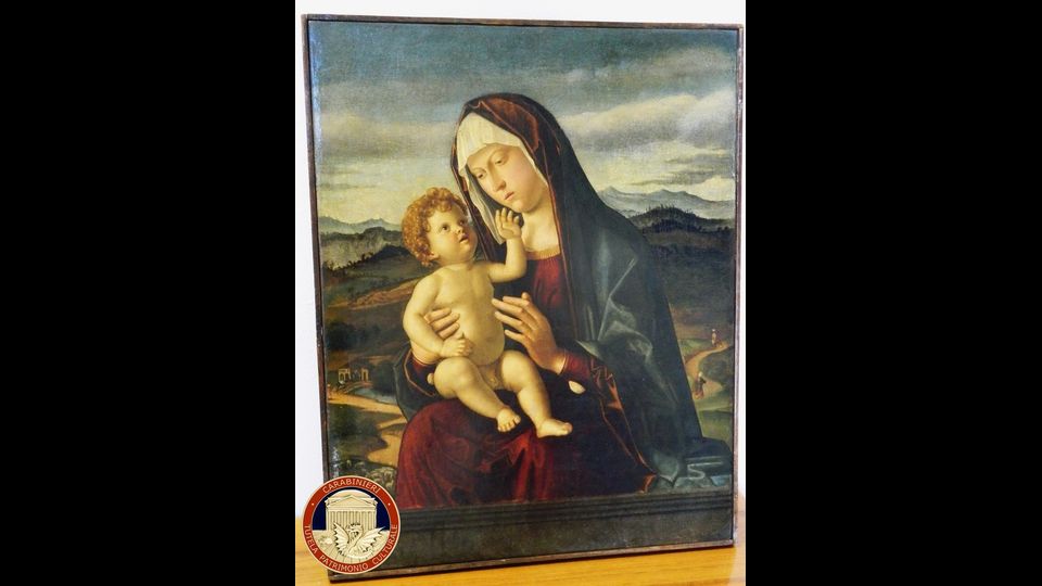 Dipinto raffigurante Madonna con Bambino attribuito a Giovanni Battista Cima (1460-1518)
