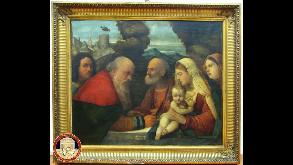 Dipinto raffigurante Circoncisione-presentazione di Gesu' al Tempio' di Girolamo Dai Libri (1474-1555)