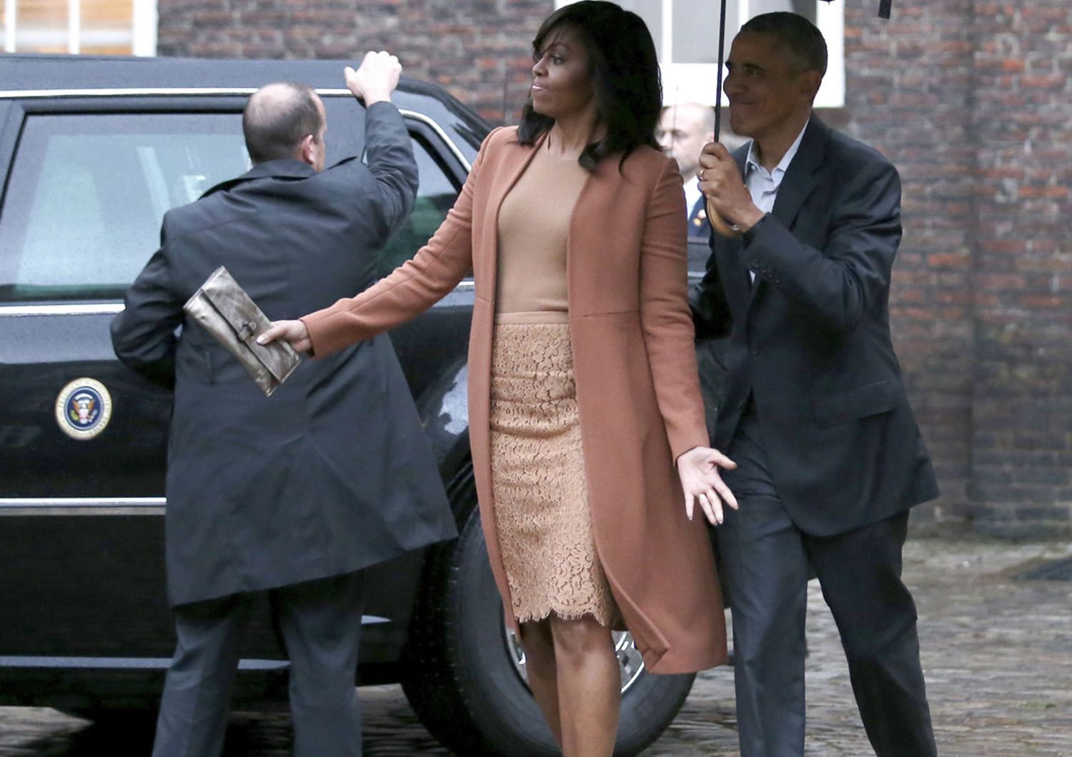 l'arrivo di Barack Obama e Michelle  a Kensington Palace (Afp)&nbsp;