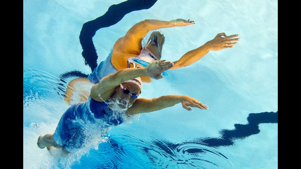 Federica Pellegrini in una foto subacquea nei 200 stile libero ai campionati di Berlino del 2014 (Afp)&nbsp;