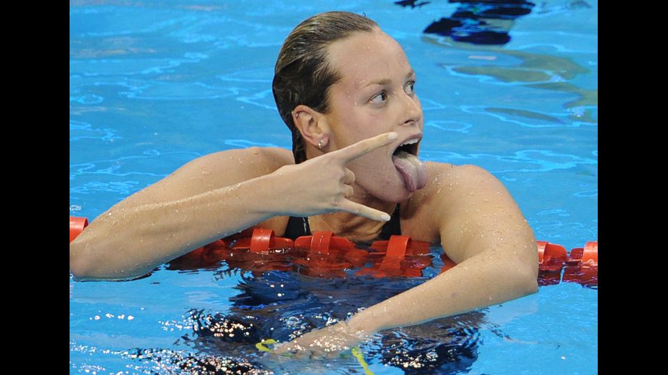 Federica Pellegrini vince la medaglia d'oro ai Campionati del Mondo a Shanghai nel luglio del 2011 (Afp)&nbsp;