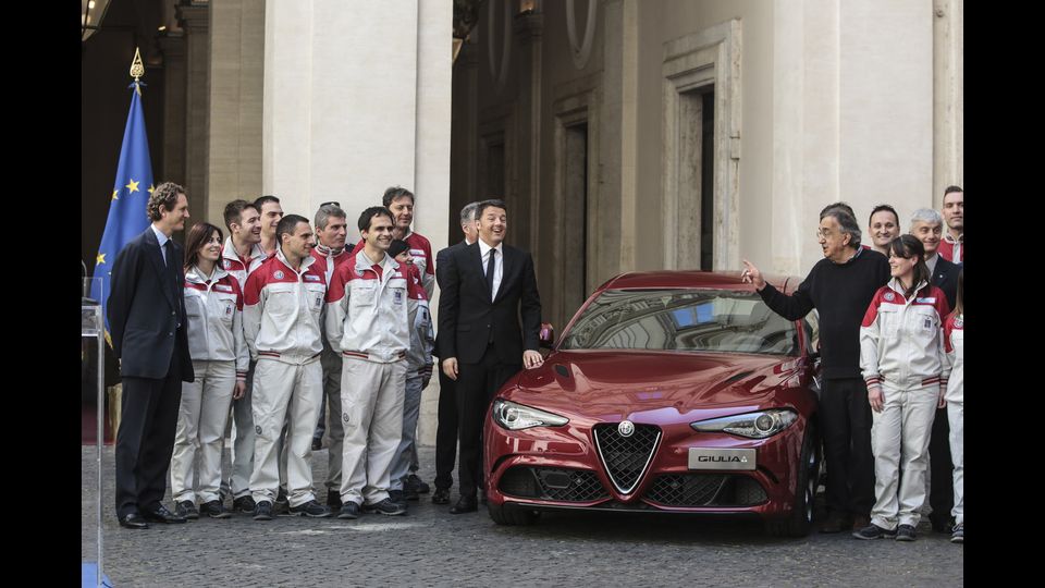 A Palazzo Chigi la presentazione della nuova Giulia, automobile dell'Alfa Romeo