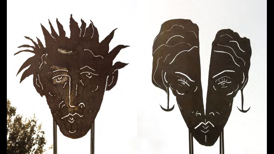 Volto d&rsquo;uomo 3, 2016, ferro disegnato a fuoco, 58 x 55 cm&nbsp;