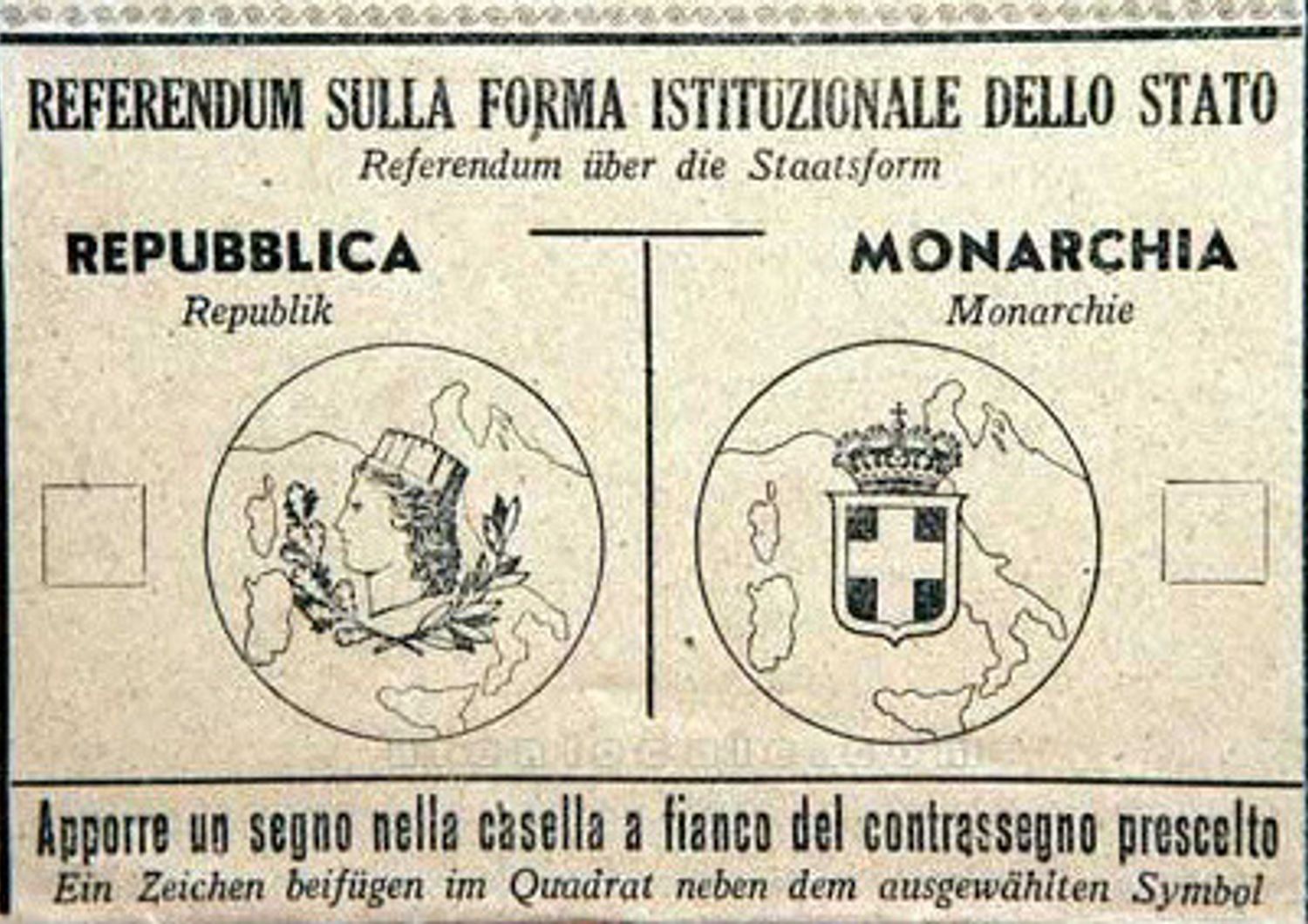 &nbsp;Scheda elettorale Monarchia Repubblica 1946