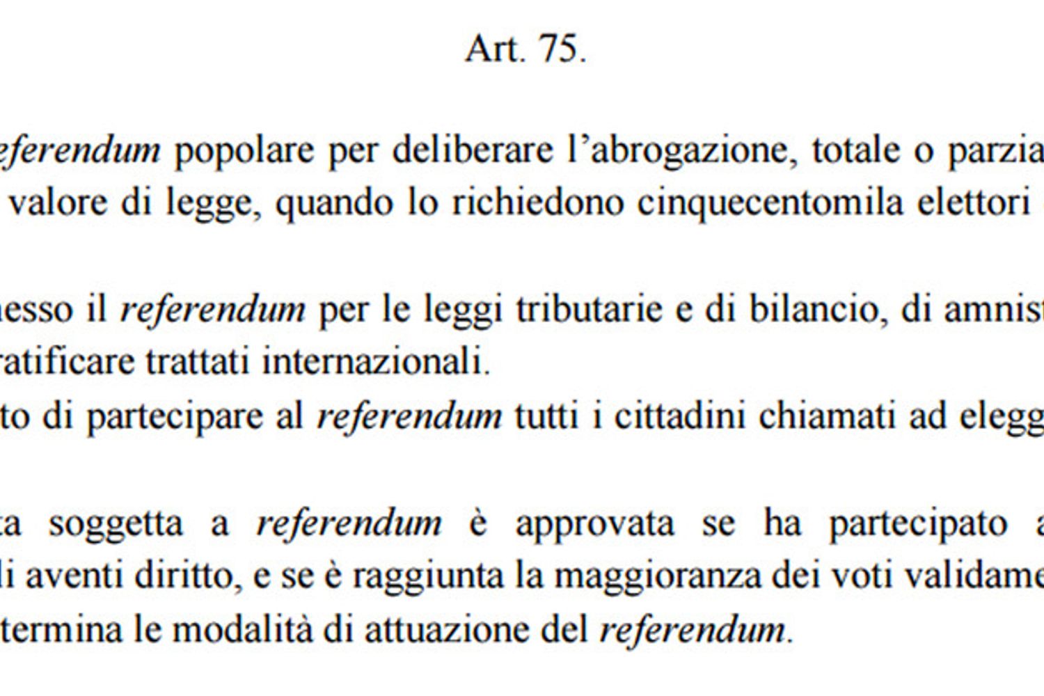 Art. 75 della Costituzionale italiana