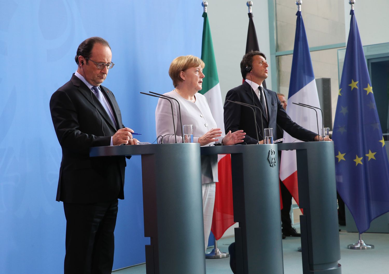 &nbsp;Vertice Berlino, Merkel, Renzi, Hollande