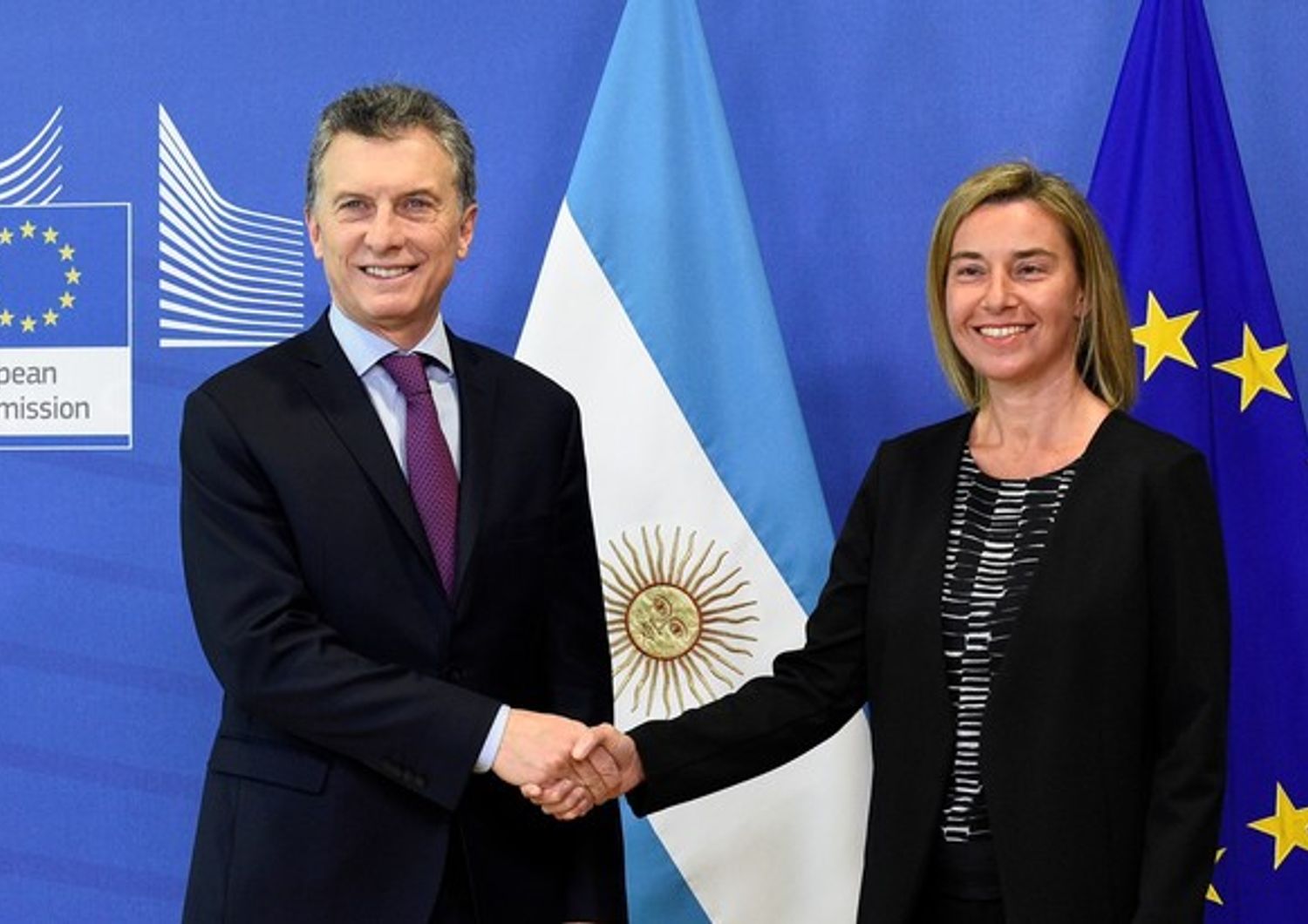 &nbsp;presidente Argentina Mauricio Macri e Federica Mogherini (Afp)