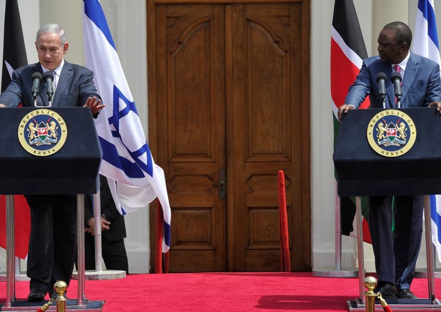 &nbsp;premier Israele Benjamin Netanyahu e presidente Kenya Uhuru Kenyatta (Afp)